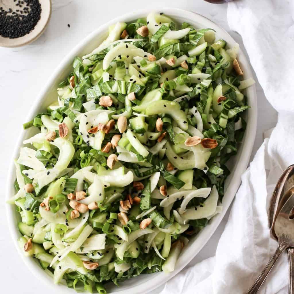 Bok Choy (Pak Choi) Salad With Sesame Lime Dressing - A Nourishing Plate