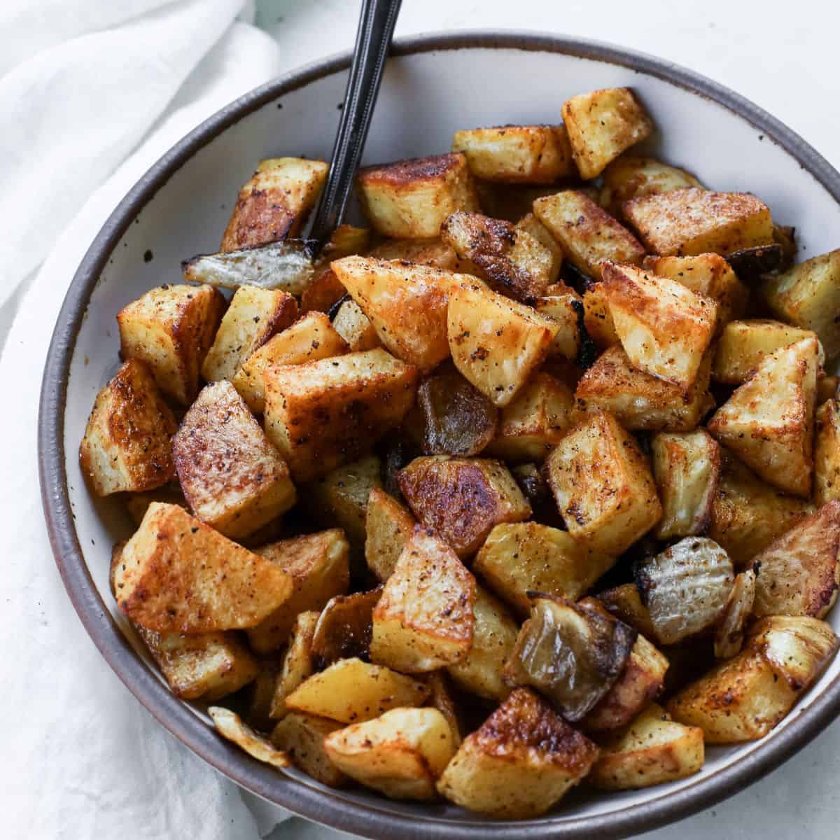 Crispy Roasted Potatoes With Onions - A Nourishing Plate