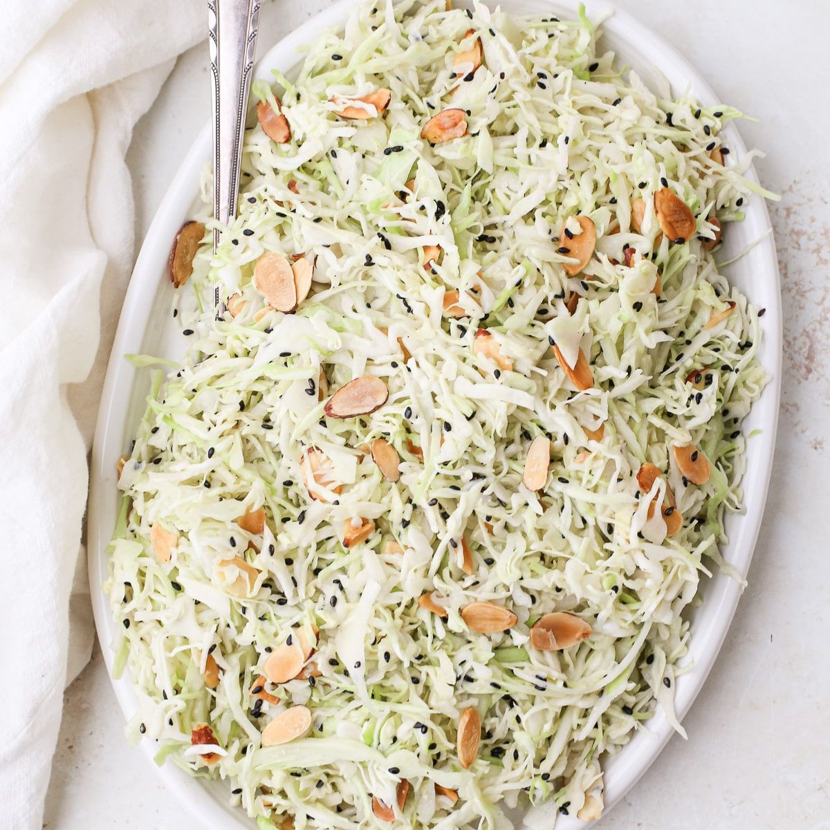 Cabbage Crunch Salad With Lemon Tahini Dressing - A Nourishing Plate